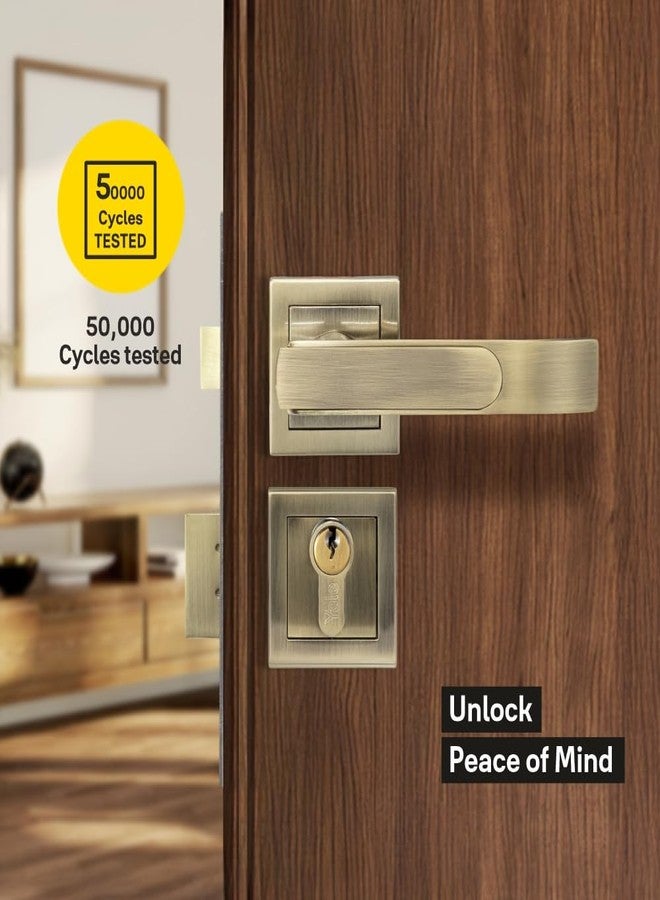 ييل قفل باب نقر من نوع Yale YECM-603-OR-TT-AB لغرفة النوم/المنزل/المكتب/الفندق مناسب للأبواب ذات الفتحة اليسرى/اليمنى | وردة وأغطية مع مقبض إبهام، 3 مفاتيح، أسطوانة وجسم القفل (نحاس عتيق) - Image 2